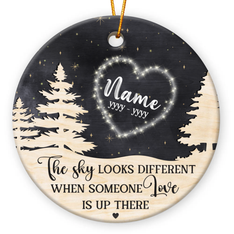 Custom The Sky Looks Different Ceramic Ornament, Remembrance Ornament With Angel's Names, Memorial Christmas Ornament 2026