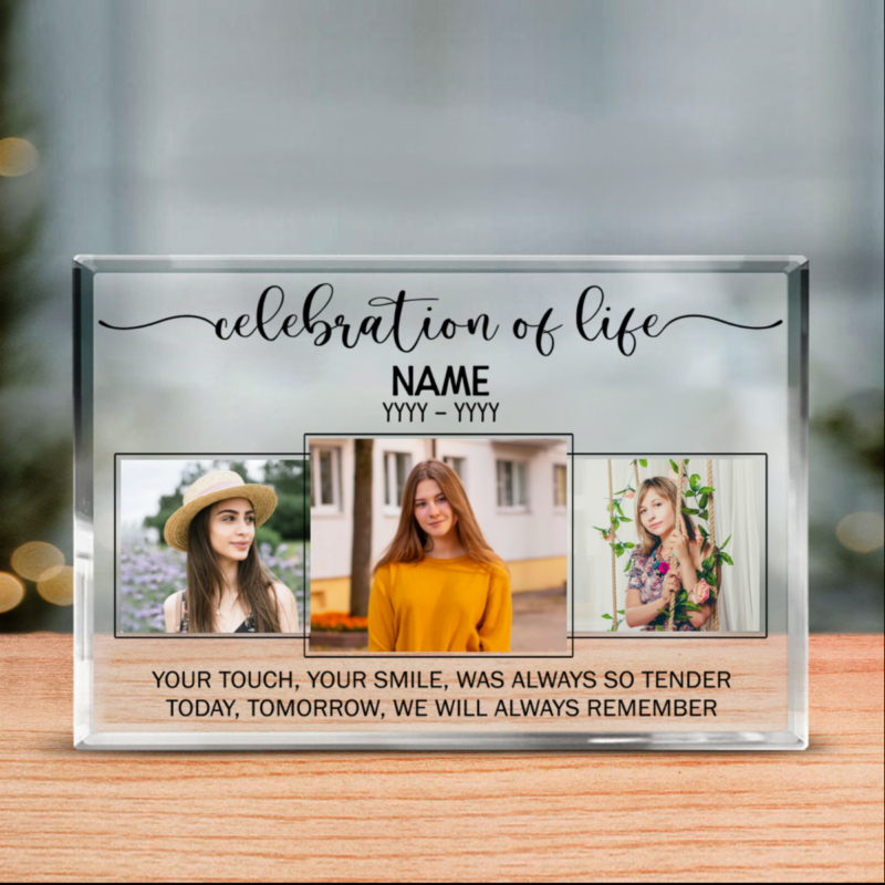 Celebration Of Life Personalized Photo Memorial Acrylic Block, Custom Acrylic In Loving Memory Sign, In Loving Memory Gifts