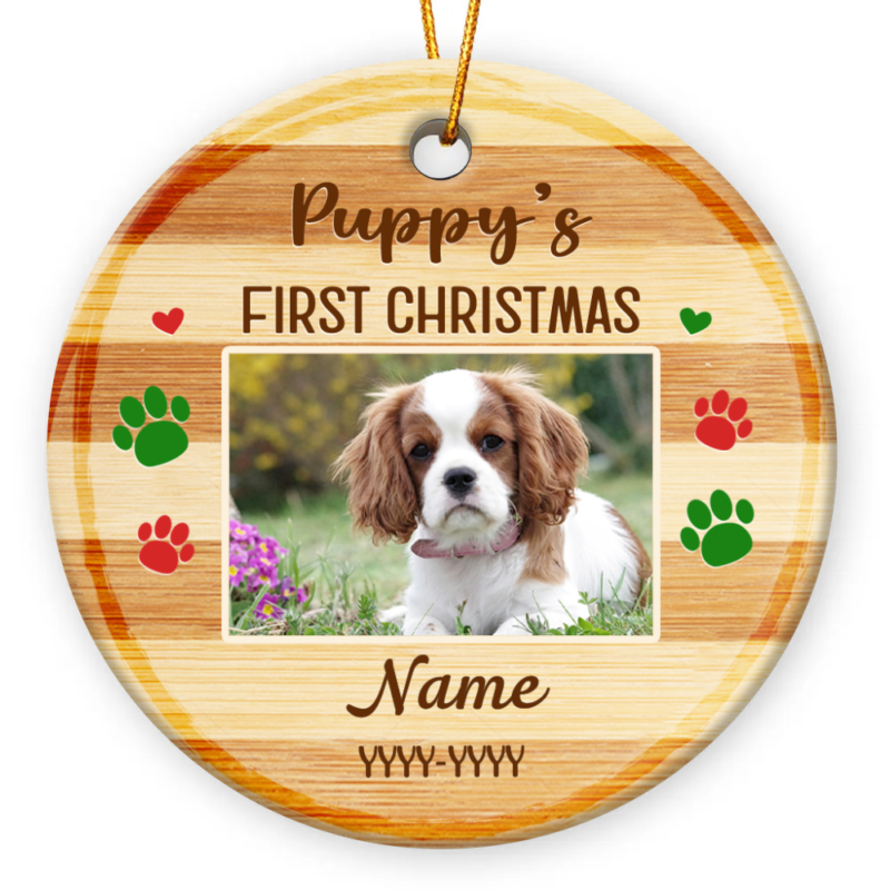 Personalized Dog's First Christmas Ceramic Ornament