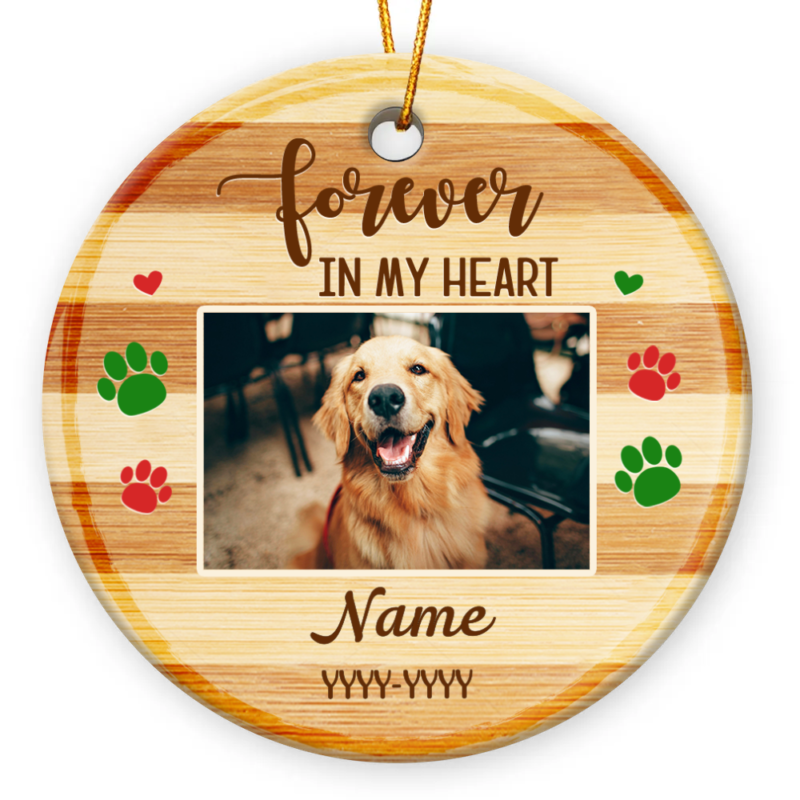 Personalized Pet Memorial Ceramic Ornament With Photo, Dog Memorial Christmas Ornament, Pet Remembrance Ornament, Pet Memorial Gifts