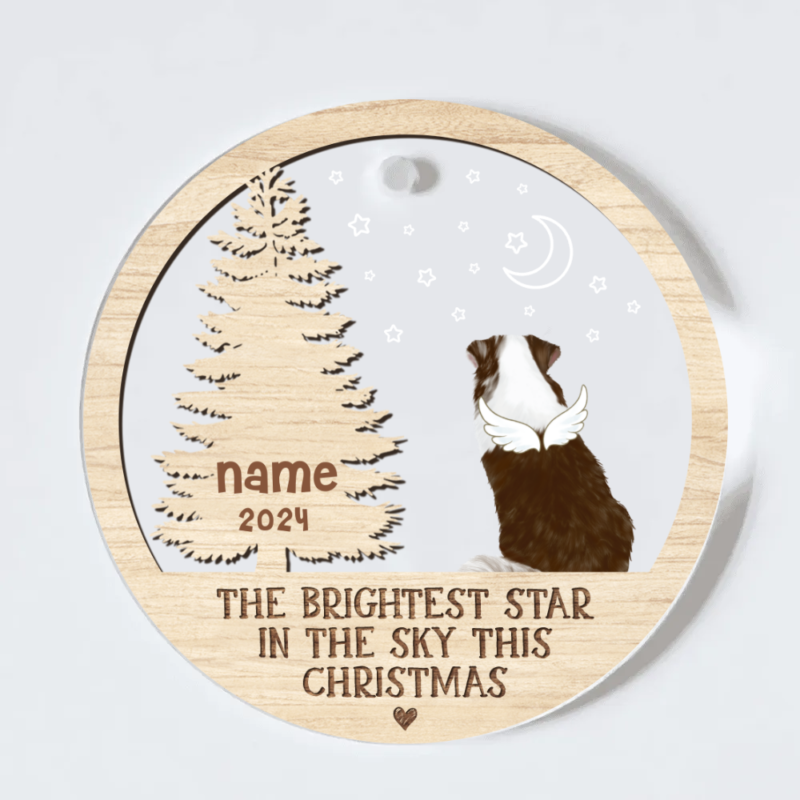 Personalized Christmas Dog Memorial Ceramic Ornament, Custom Dog Keepsake Gift, Dog Remembrance Christmas Tree Decoration