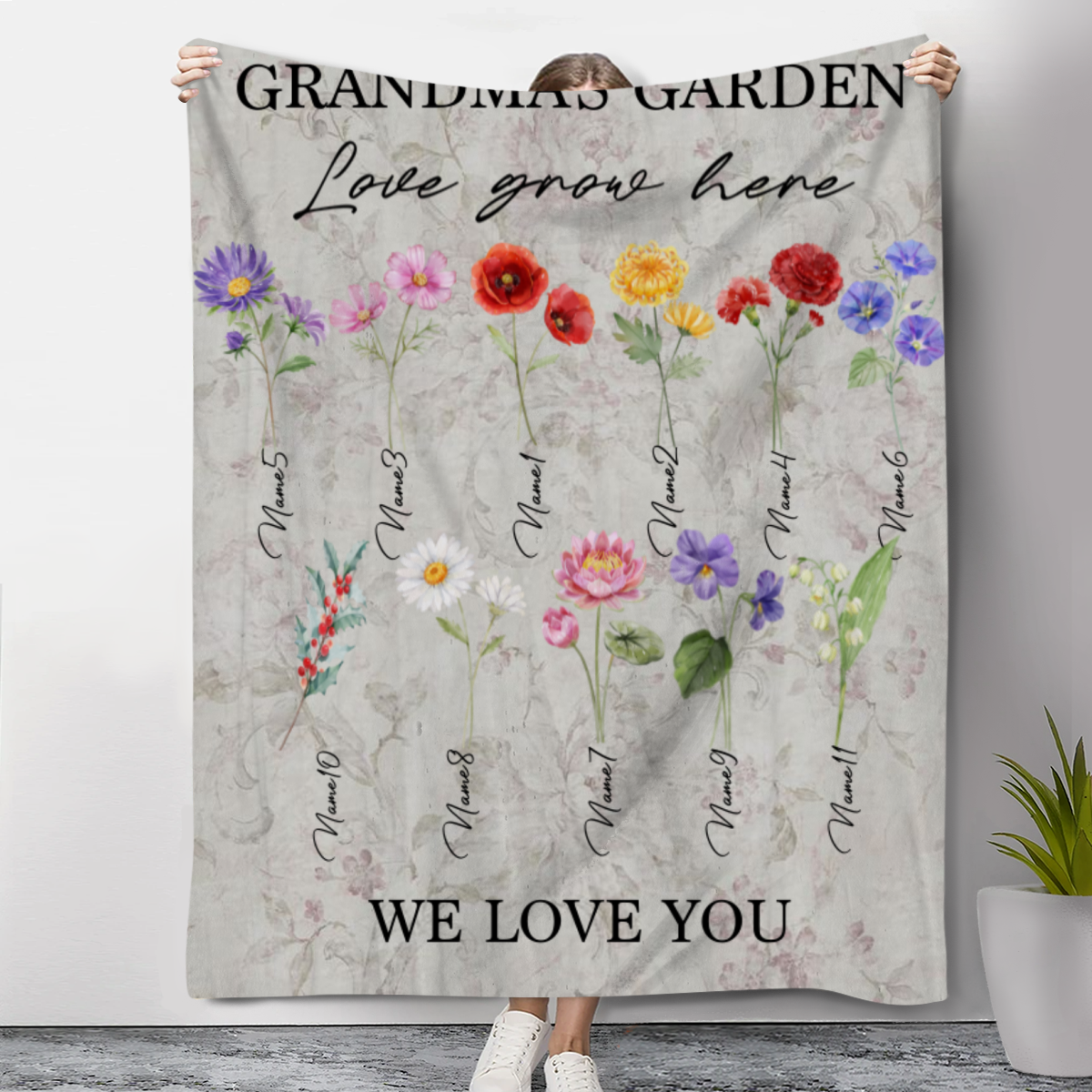 Her Love Is A Garden Of Endless Wonder - Family Personalized Custom Blanket - Gift For Mom, Grandma