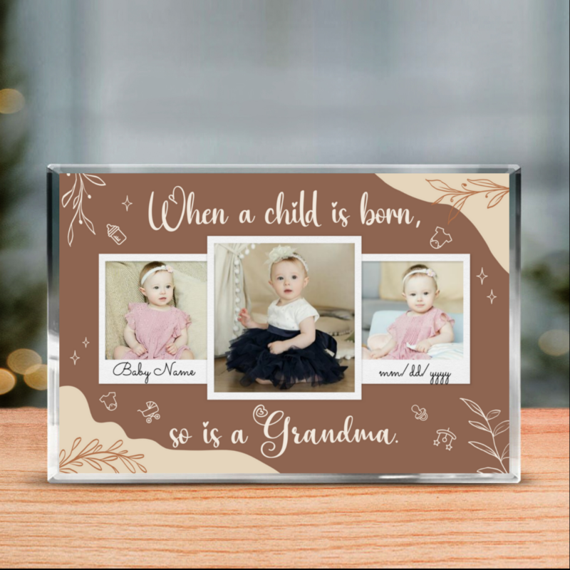 Personalized New Grandma Acrylic Plaque, First Time Grandmother Gifts from Baby, Grandparent-to-Be Announcement Keepsake