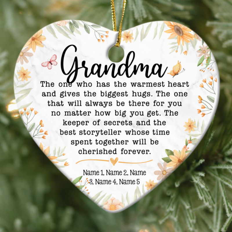 Grandmother Christmas Ornaments, Personalized Grandma Ornament With Grandkids Name, Present For Grandmother, Gifts From Grandkids To Grandma