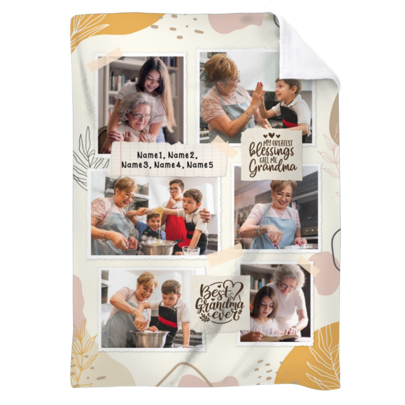 Custom Photo Collage Gifts For Grandma Blanket, Personalized Blankets For Grandma With Pictures, Gifts For Your Grandma, Grandmother Gifts