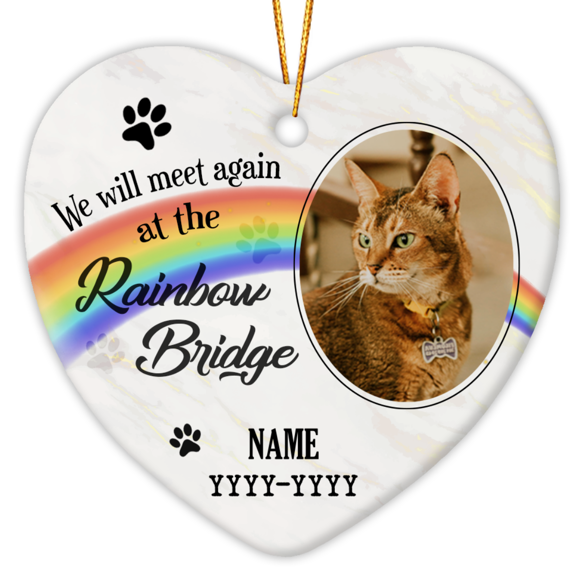 Personalized Cat Memorial Rainbow Ceramic Ornament, Pet Remembrance ...