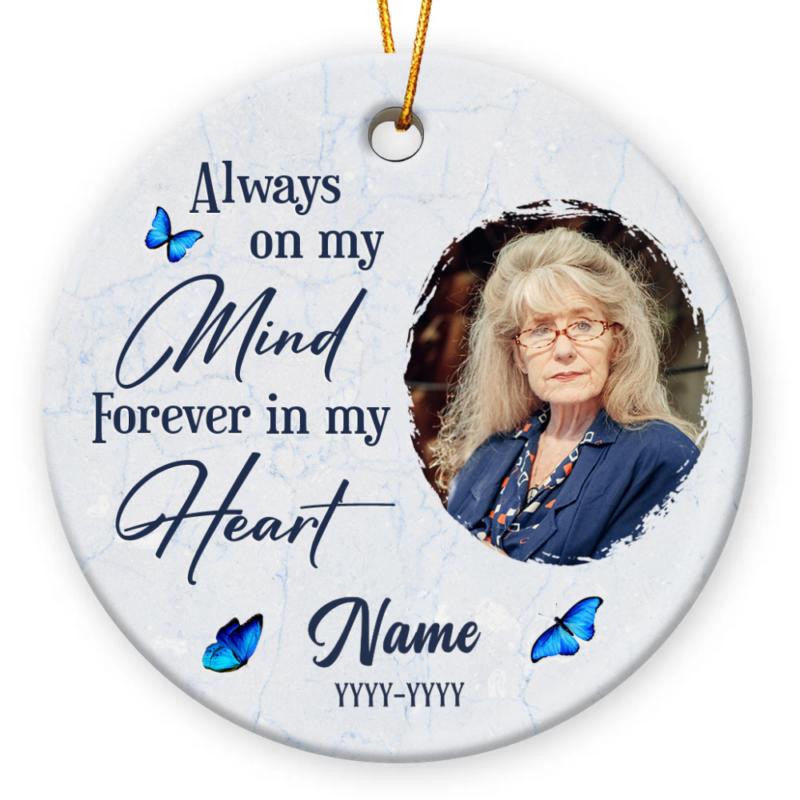 Personalized Remembrance Picture Ceramic Ornament, Bereavement Christmas Keepsake, Gifts For Loss Of Grandmother