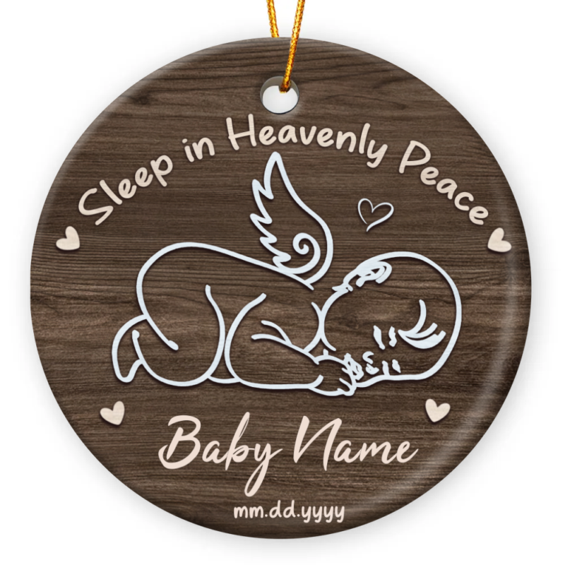 Personalized Sleep In Heavenly Peace Memorial Ornament, Angel Baby Grieving Gift, Miscarriage Keepsake Ornament, Infant Loss Gifts