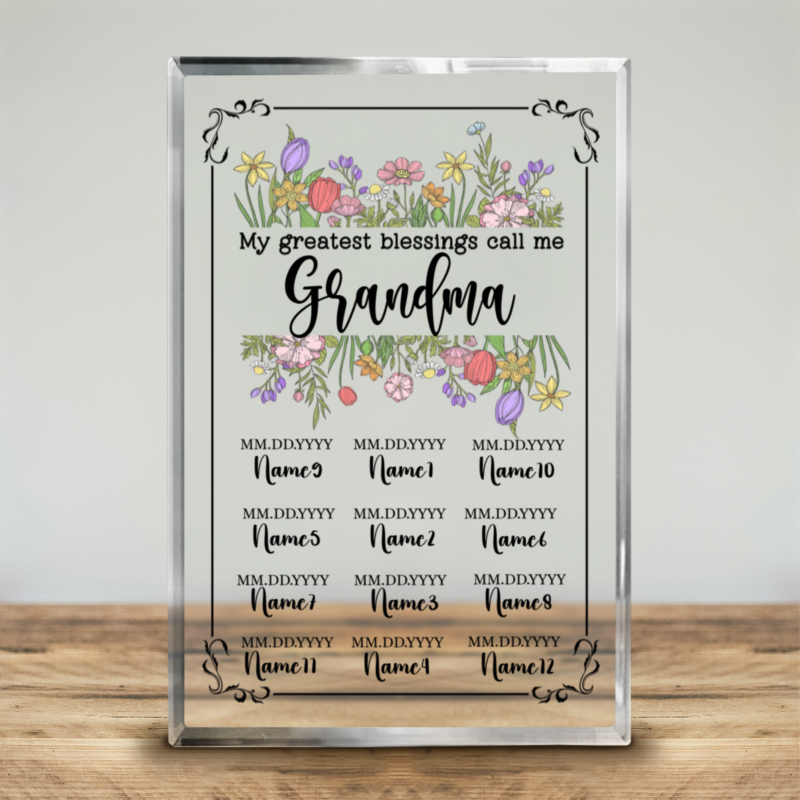 Personalized Grandchildren Name Acrylic Block, My Greatest Blessings Call Me Grandma Acrylic Plaque, Gifts For Grandma From Grandkids, Grandma Christmas Gift