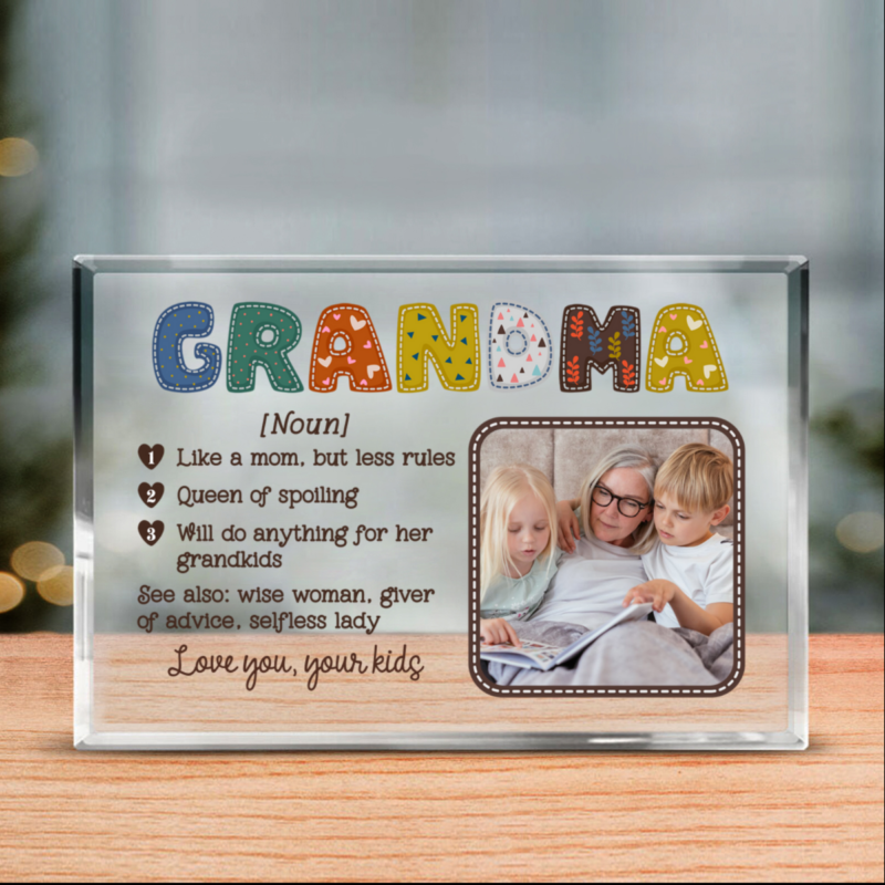 Personalized Grandma Definition Acrylic Plaque, Nana Definition Block, Christmas Gifts For Grandmother, Granny Xmas Gifts, Presents For Your Grandma