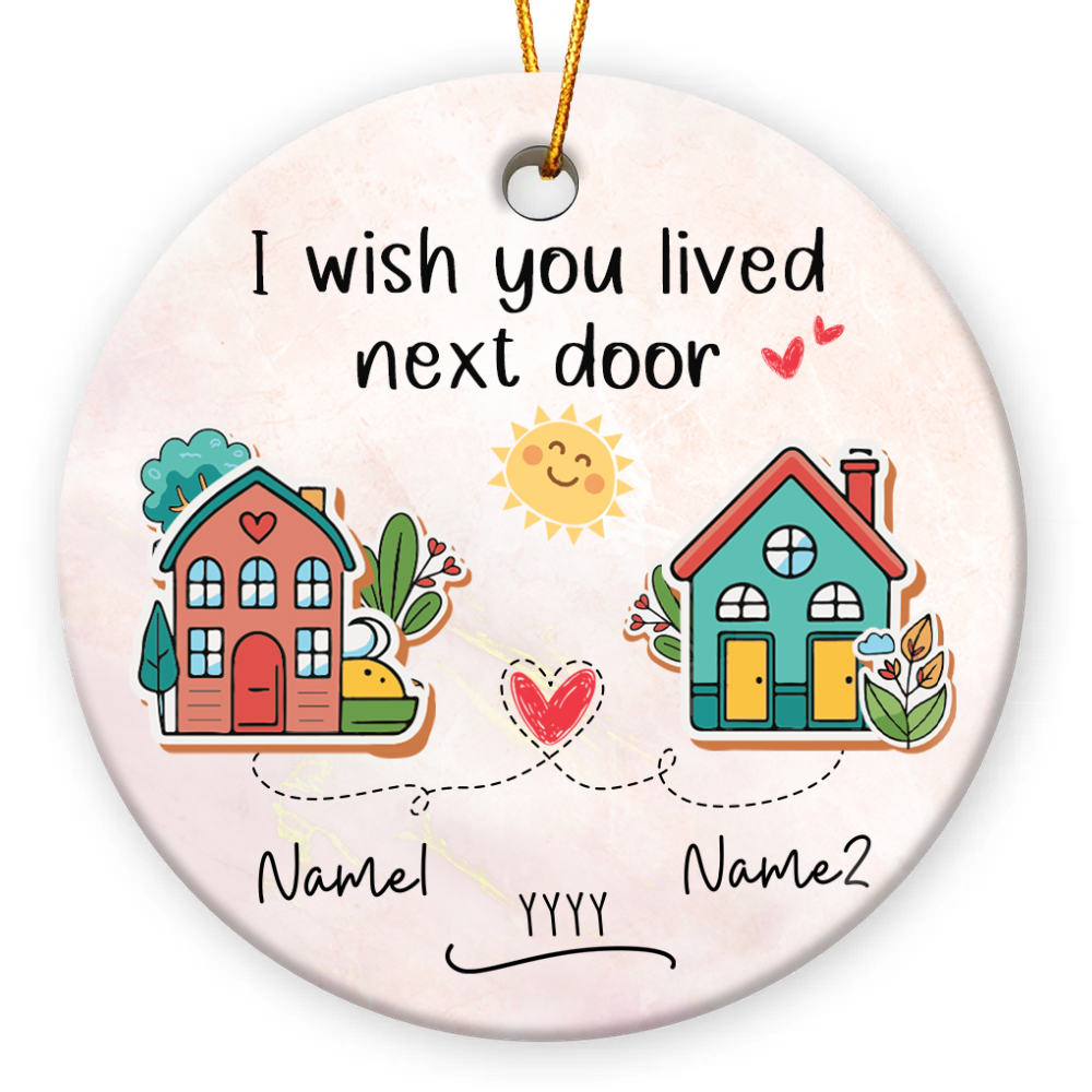Décoration De Noël En Verre "I Wish You Lived Next Door" - Cadeau Relation Longue Distance - Pour Sapin Ou Affichage