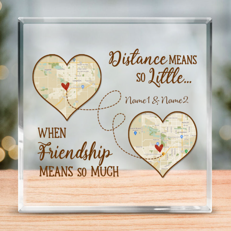 Personalized Long Distance Friendship Map Plaque, Christmas Gift for Long Distance Friend, Best Friend Moving Away Gift