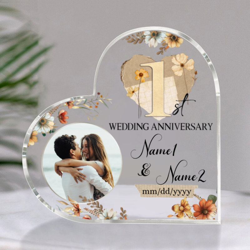 Personalized 1 Year Anniversary Acrylic Block, Paper Anniversary Gift, First Wedding Anniversary Gift, 1st Anniversary Gift For Husband Or Wife