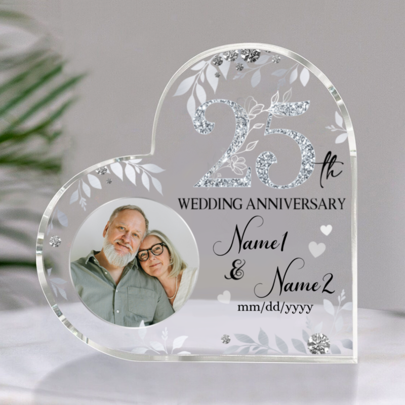 Custom 25 Year Anniversary Acrylic Block, 25th Anniversary Gift, Personalized Parents 25th Anniversary Gift, Silver Anniversary Present Ideas