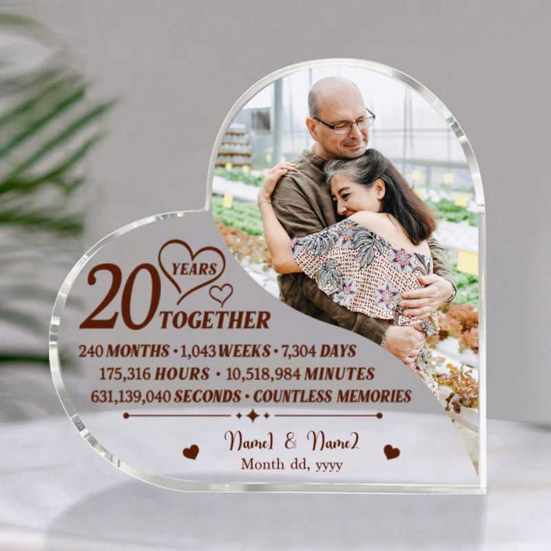 20 Years Together Custom Photo Acrylic Plaque, 20th Anniversary Gift, Platinum wedding anniversary gift, Anniversary Gifts for Couple Married in 2004