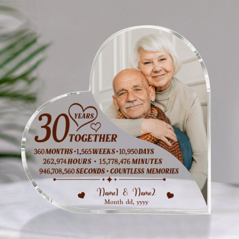 30 Years Together Custom Photo Acrylic Block, 30th Anniversary Gift for Her for Him, Pearl Wedding Anniversary Gift For Parent
