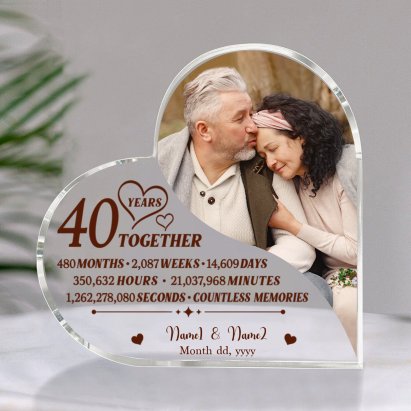 40 Years Together Custom Photo Acrylic Block, 40th Anniversary Gift for Spouse, 40 Years Anniversary Gift, Ruby Anniversary Presents For Parents