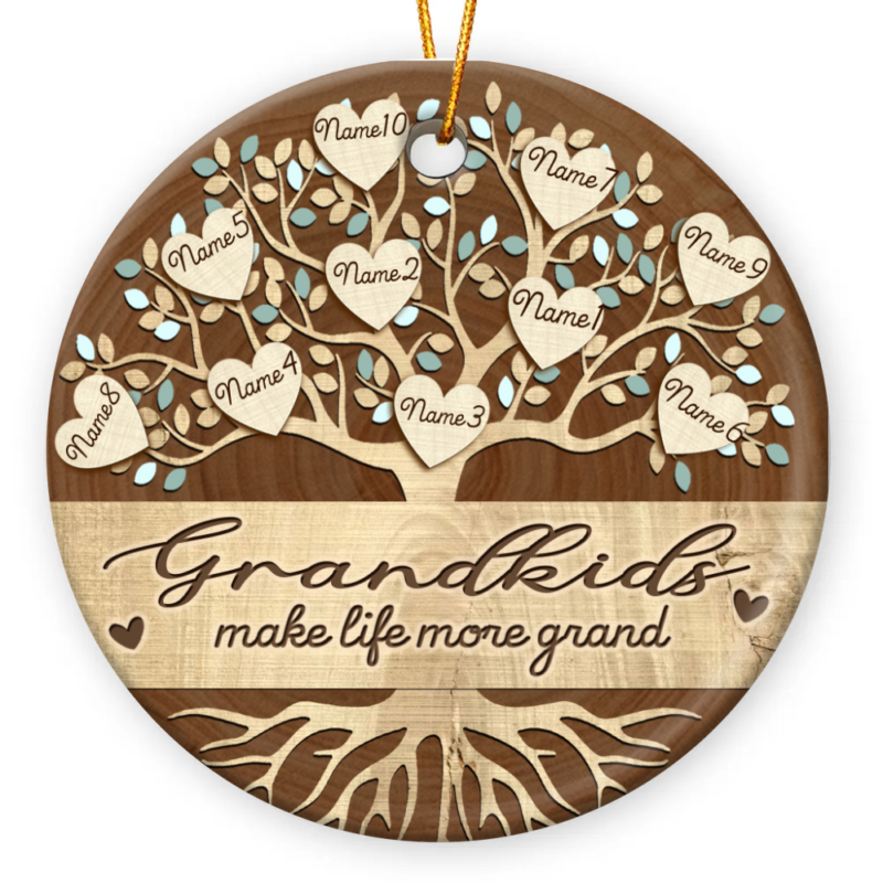 Grandkids Family Tree Custom Ornament, Personalized Grandma Ornament, Gifts From Grandkids To Grandma, Christmas Presents For Grandmother