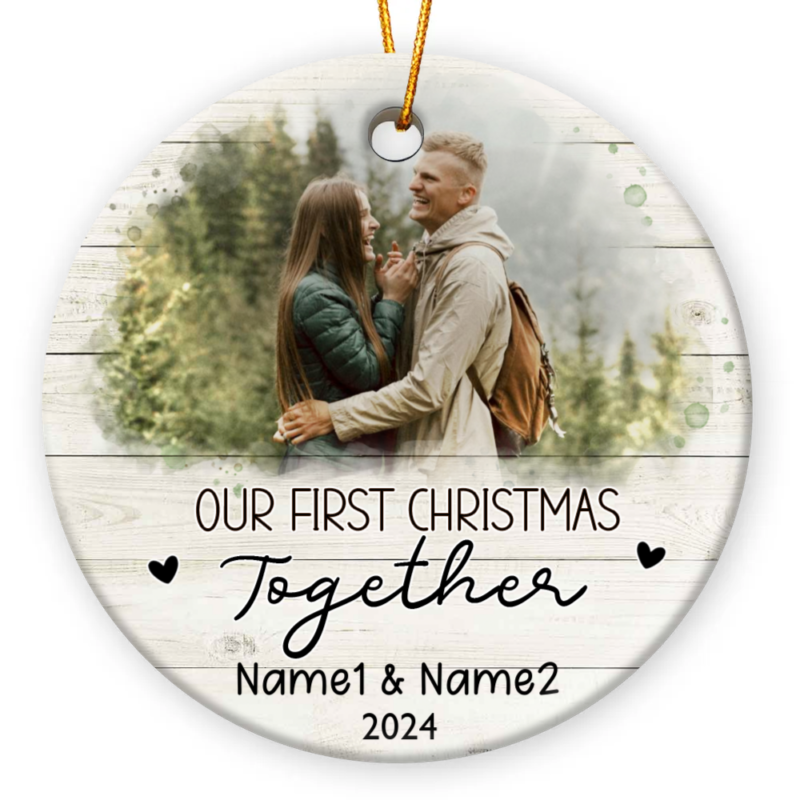 Our First Christmas Together Personalised Picture Ceramic Ornament, Couples First Christmas Ornament, 1st Christmas Keepsake Gift
