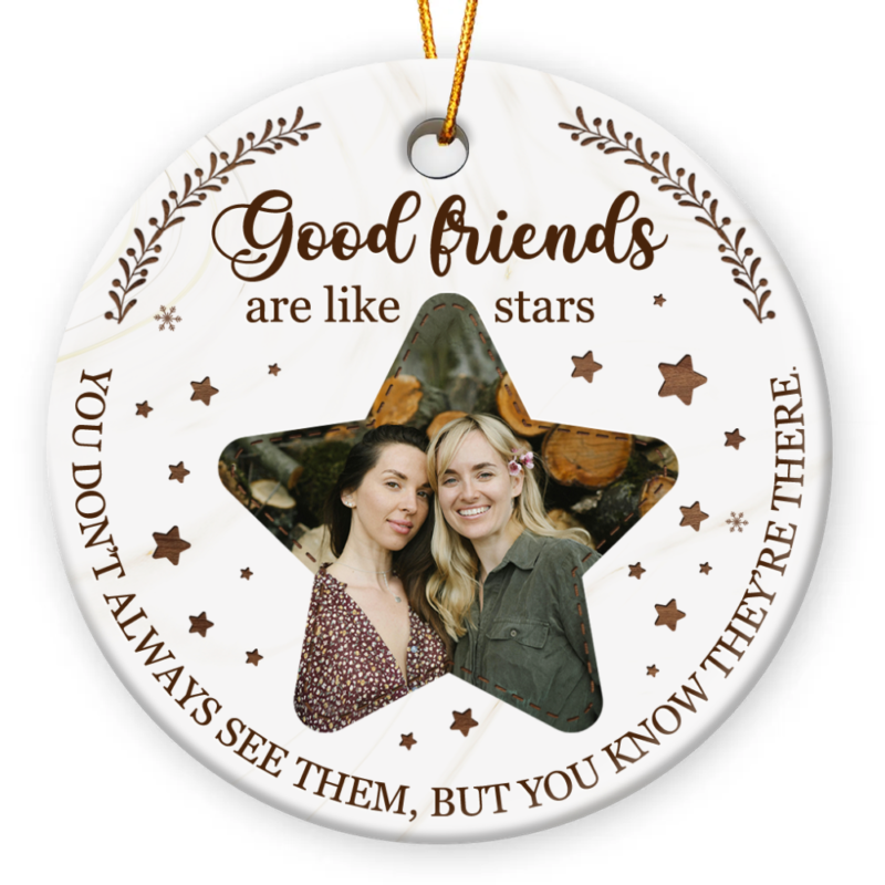 Personalized Best Friend Photo Ceramic Ornament, Good Friends Christmas Ornament, Bestie Ornament, Best Friend Christmas Gifts