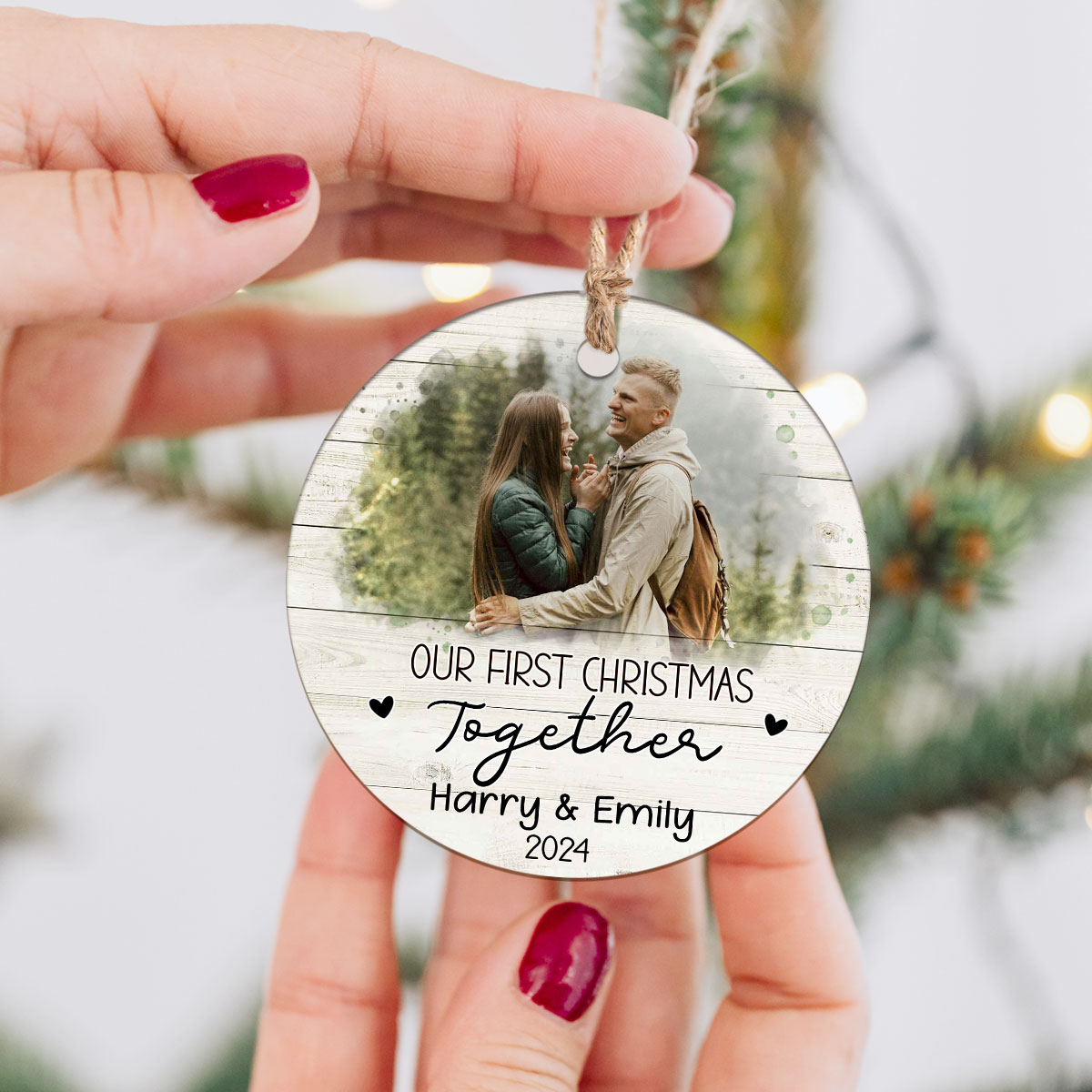 Couples Ornament First Christmas Together Ornament Personalized With Names  Ceramic First Christmas Together - Personalized Ceramic Ornament Set, image size:1200x1200
