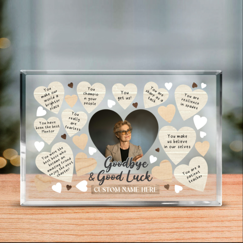 Goodbye And Good Luck Personalized Farewell Acrylic Plaque, Boss Going Away Gift, Goodbye Gifts For Coworkers, Leaving Gifts For Colleagues