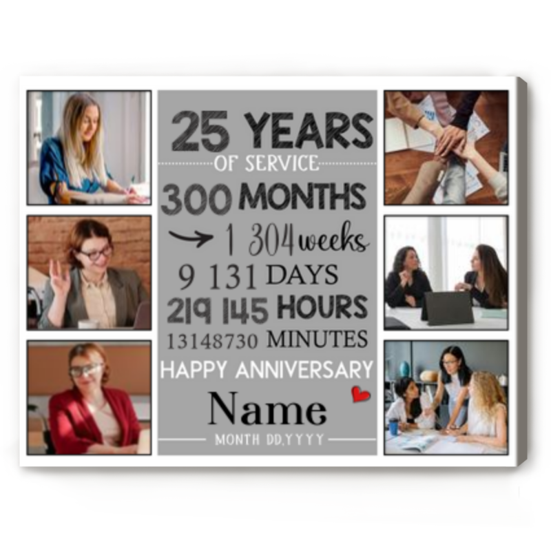 Number Years Of Service Personalized Retirement Picture Canvas, Employee Appreciation Gift, Retirement Gift For Coworker
