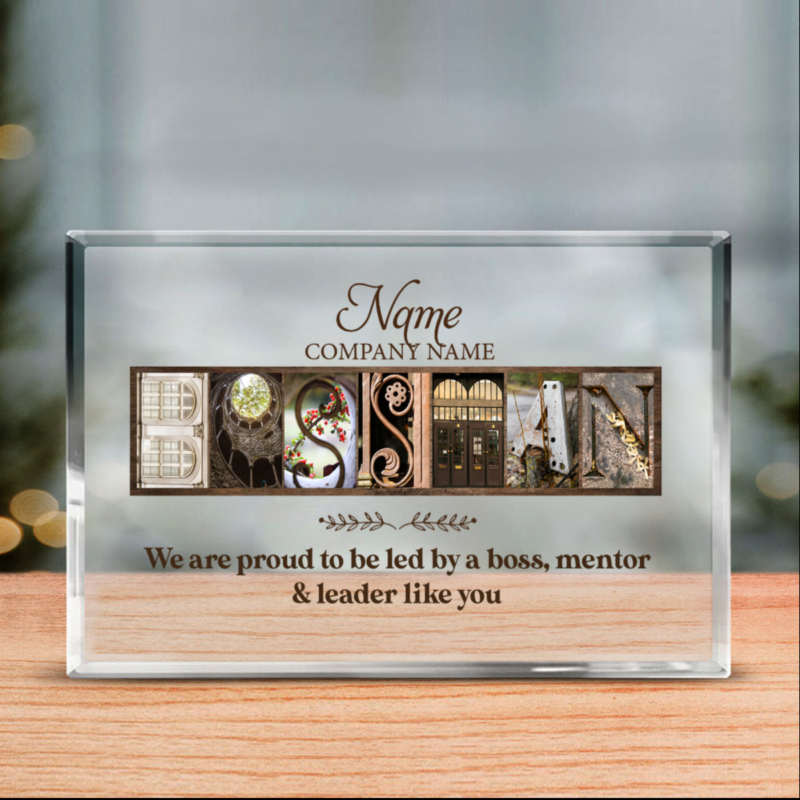Personalized Boss Man Acrylic Block, Custom Boss's Day Gifts For Male, Farewell Gift For Boss Male, Boss Gifts For Men