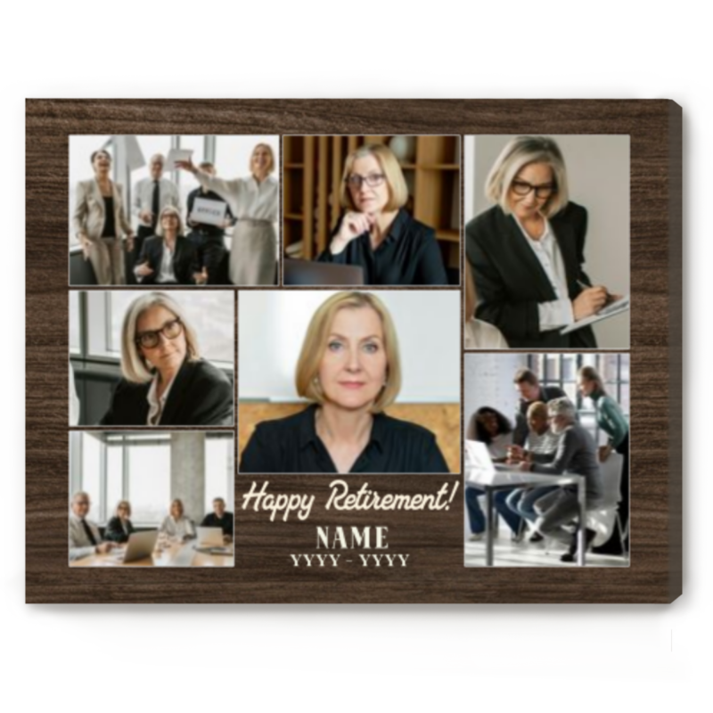 Personalized Retirement Photo Collage Canvas, Retirement Gift for Coworker, Custom Retirement Gift, Farewell Gift from Team, Happy Retirement Gift