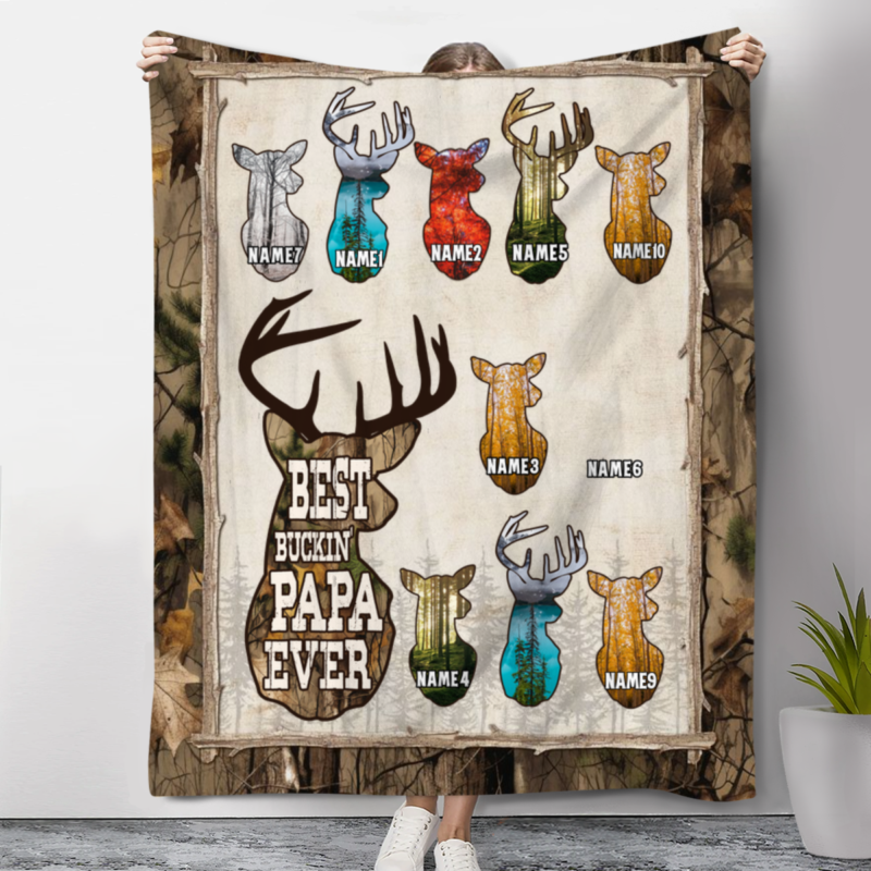 Best Buckin' Papa Ever Personalized Blanket