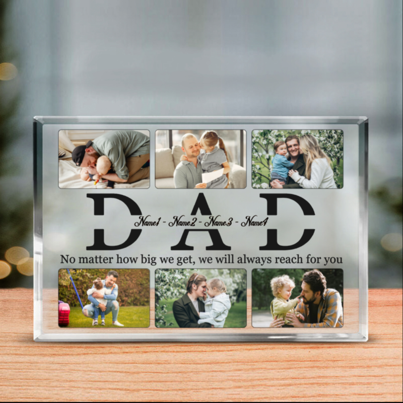 Personalized Dad Multi-Photo Acrylic Plaque, Custom Picture Keepsake Gift from Daughter or Son, Christmas & Birthday Plaque For Dad