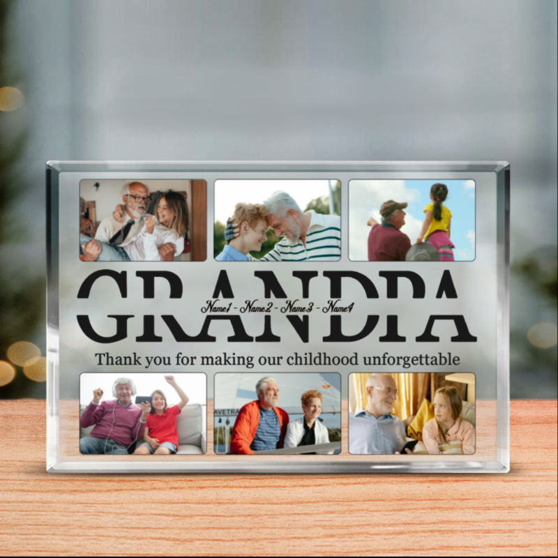 Personalized Acrylic Plaque For Grandpa, Grandpa Father's Day Gifts, Gifts From Grandkids, Grandfather Photo Keepsake Gift