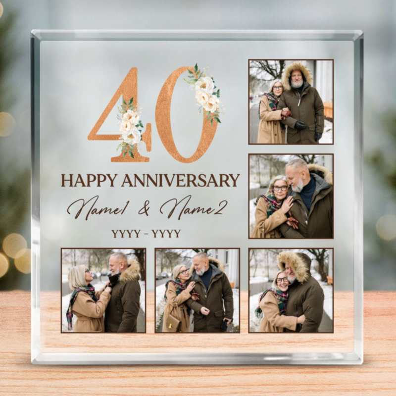 Personalized 40th Anniversary Photo Acrylic Block, 40 Years Anniversary Keepsake Gifts, 40th Anniversary Wedding Gifts For Him Her