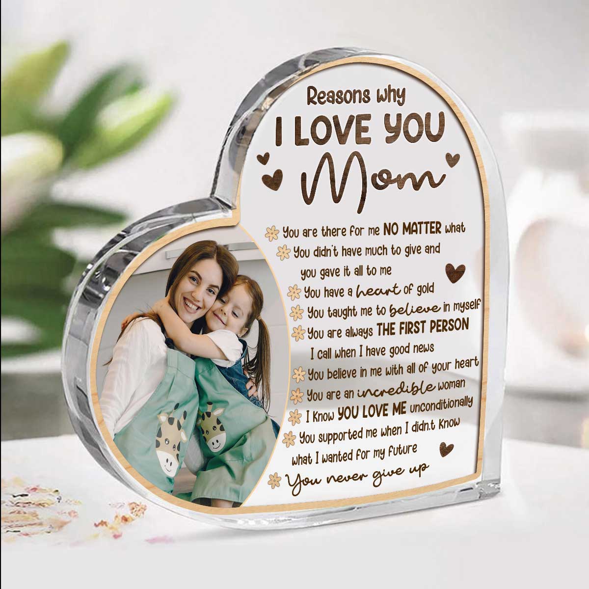 Custom Mom Heart Plaque with Photo – 10 Reasons Why I Love You Mom Keepsake, Mother’s Day Gift from Kids 1 Reasons Why I Love You Mom Personalized Photo Acrylic Plaque, Custom Birthday Gift For Mom, Mummy Presents From Daughter Son
