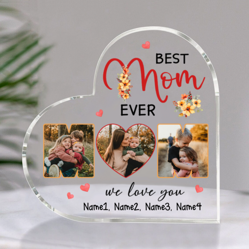 Personalized Photo Best Mom Ever Heart-shaped Acrylic Block, Custom Keepsake Gift For Mom, Mom Gifts From Son Daughter, Mothers Day Keepsake Gifts