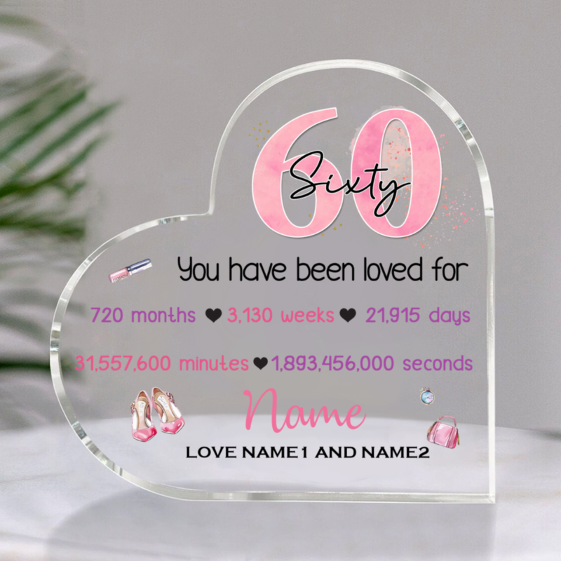 You Have Been Loved 60 Years Personalized Acrylic Plaque, Custom 60th Birthday Keepsake for Women, 60th Birthday Table Desk Decoration Gift