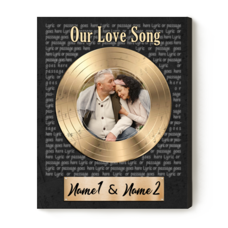 Custom Vinyl Record Song Lyrics Art, Favourite Song Personalized Canvas Print, Any Song Lyrics On Canvas, Wedding Anniversary Valentines Gift