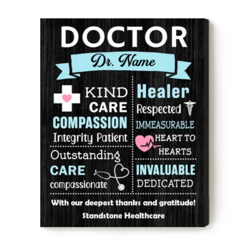 Personalized Doctor Word Art Canvas, Custom Doctor Gift, Surgeon Gift, Pediatrician Gift, Physician Gratitude Medical, Doctor's Office Decor