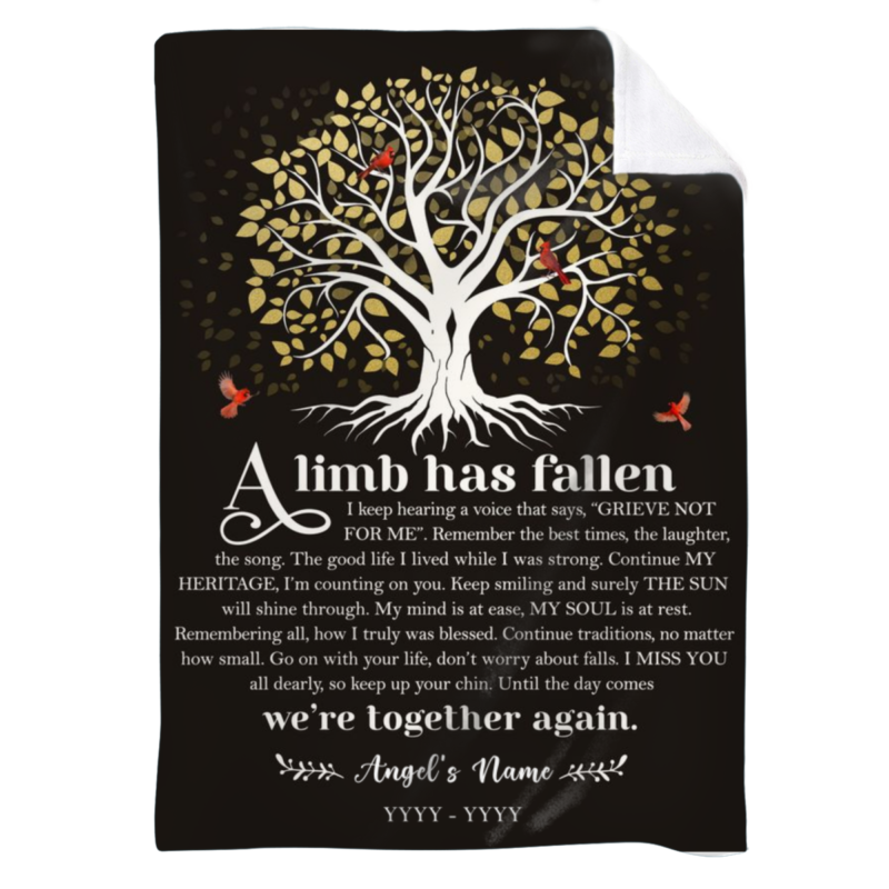 A Limb Has Fallen Personalized Memorial Blanket, Remembrance Blanket with Poem, Gifts For Grieving Loved Ones, Sympathy Gift for Loss Dad Grandpa Loss Mom Grandma