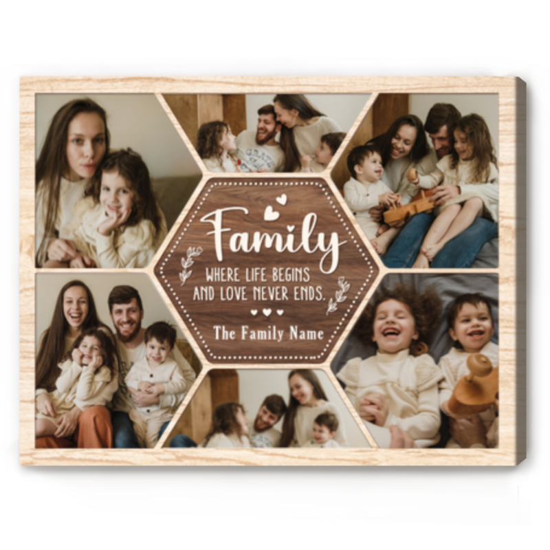 Personalized Family Collage Canvas Print, Family Memories Canvas Wall Art, Custom Photo Gifts For Family, Gift For Parents