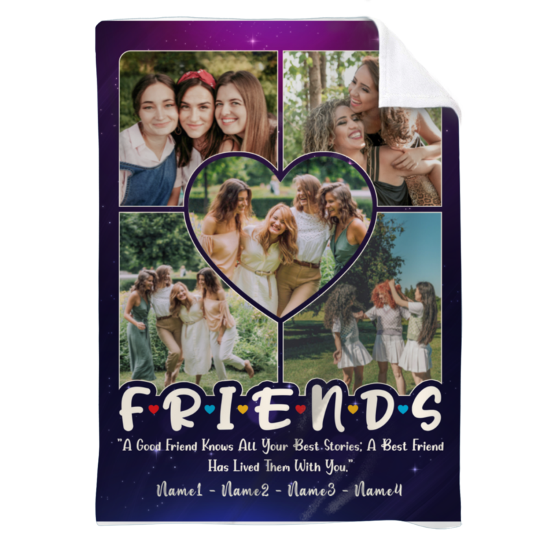 Personalized Best Friend Photo Blanket, Besties Fleece Blanket, Christmas Gift for Bestie, BFF Blanket, Birthday Gift for Female Friend