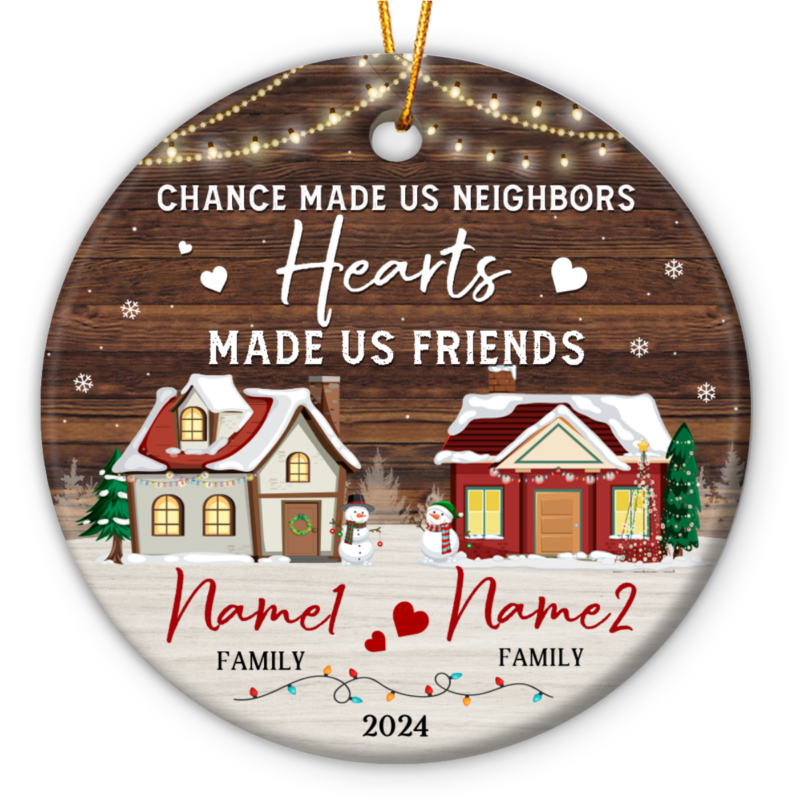 Personalized Neighbor Circle Ceramic Ornament, Custom Neighbor Christmas Ornament, Neighbor Moving Away Gift, Best Neighbor Appreciation Gift