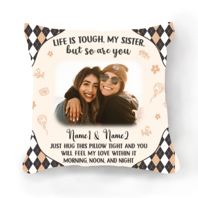 Personalized Sister Pillow, Custom Photo Gifts For Sister, Sister Christmas Gifts