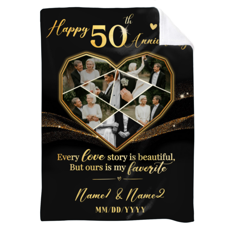 50th Wedding Anniversary Blanket, Personalized Golden Wedding Anniversary Gift, 50th Anniversary Gift For Wife Husband