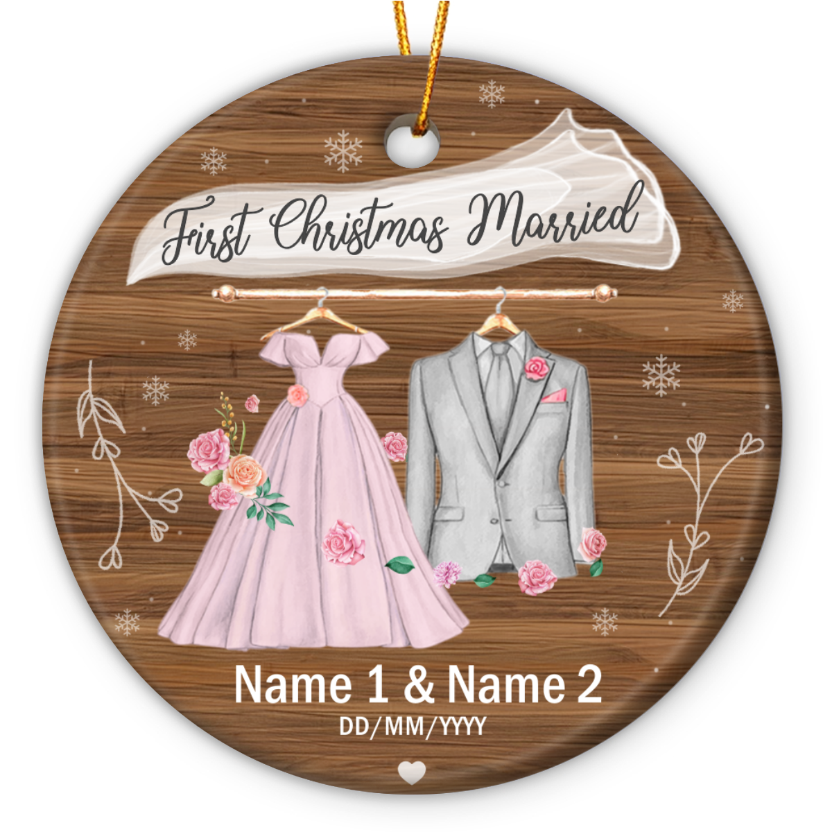 First Christmas Married Personalized Ceramic Ornament, Wedding ... Just Married Christmas Ornament 2026