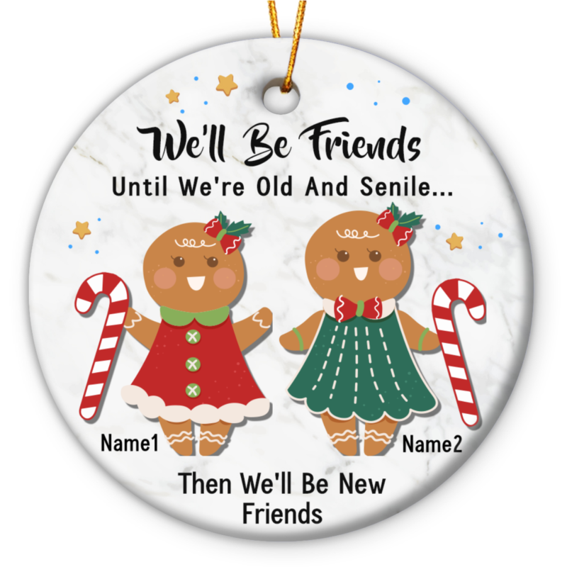Personalized Funny Best Friend Ceramic Ornament, Custom Friendship Christmas Tree Keepsake, Novelty Birthday Gift for Bestie