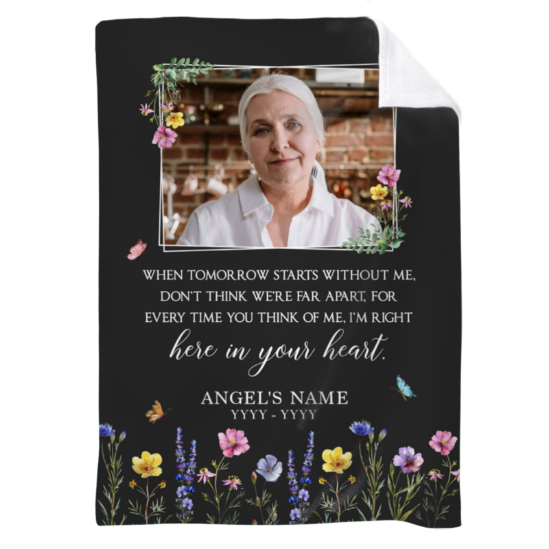 Personalized Picture Memory Blankets, Sympathy Blanket For Loss Of Loved One, Remembrance Gifts