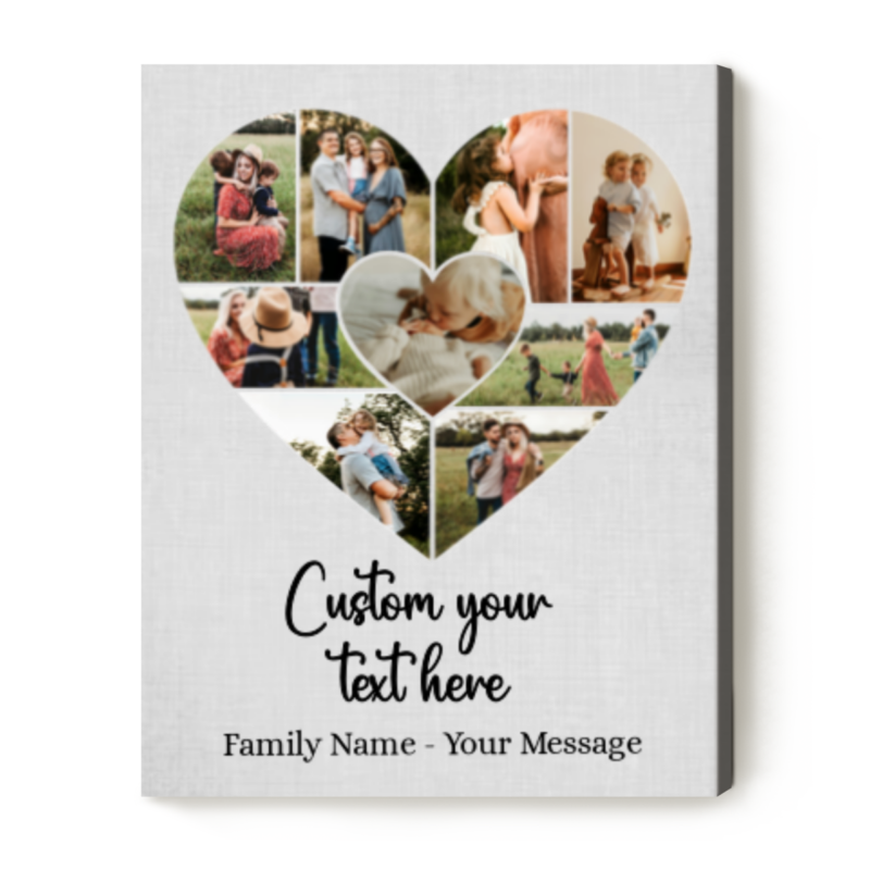 Create Your Own Personalized Photo Heart Shape Collage Canvas