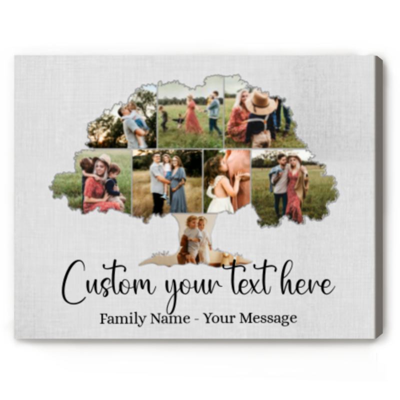 Create Your Own Personalized Photo Tree Shape Collage Canvas - Custom Family Tree Print - Unique Mother's Day Gift - Photo Gift for Mom Dad