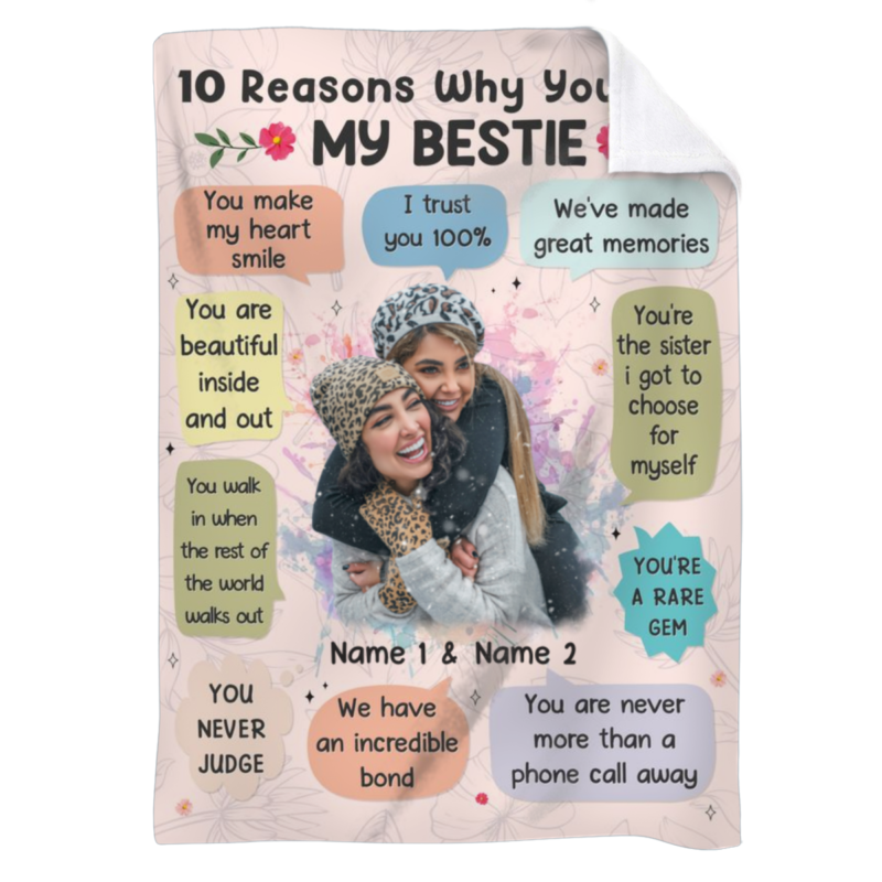 Personalized Bestie Blanket, Best Friend Christmas Gift, 10 Reasons Why You Are My Bestie, Friendship Gift for Her, BFF Birthday Gift
